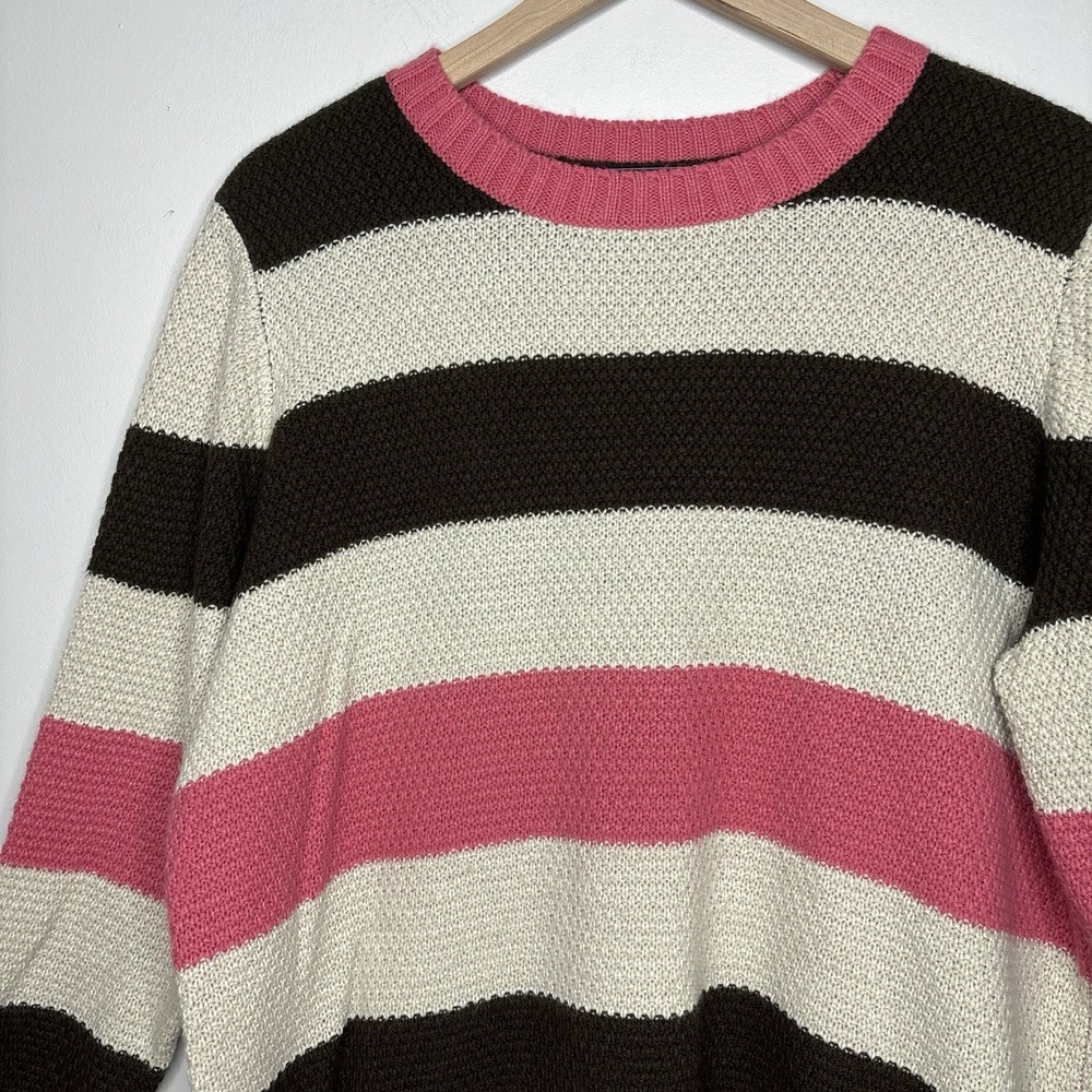 St. John's Bay 90s Sweater Women XL Knit Pullover Chocolate Brown Pink Y2K Retro